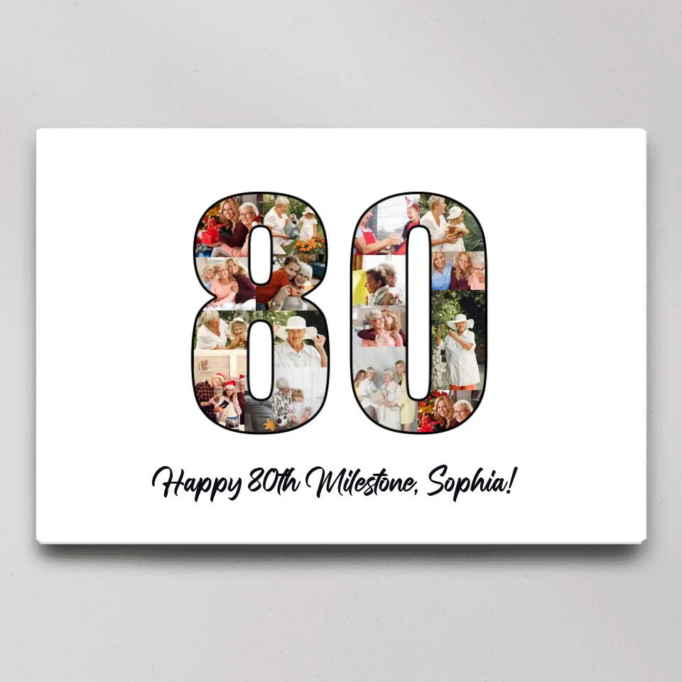 Happy 80th Birthday Milestone Custom Canvas Poster Birthday Gift For Mom For Grandma - Image 2