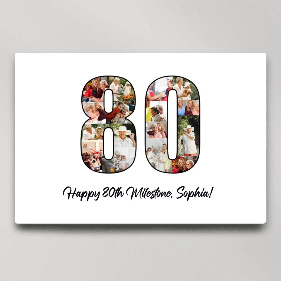 Happy 80th Birthday Milestone Custom Canvas Poster Birthday Gift For Mom For Grandma - Image 3