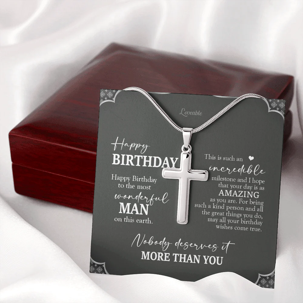 Happy Birthday To The Most Wonderful Man On This Earth Personalized Cross Necklace - Image 7