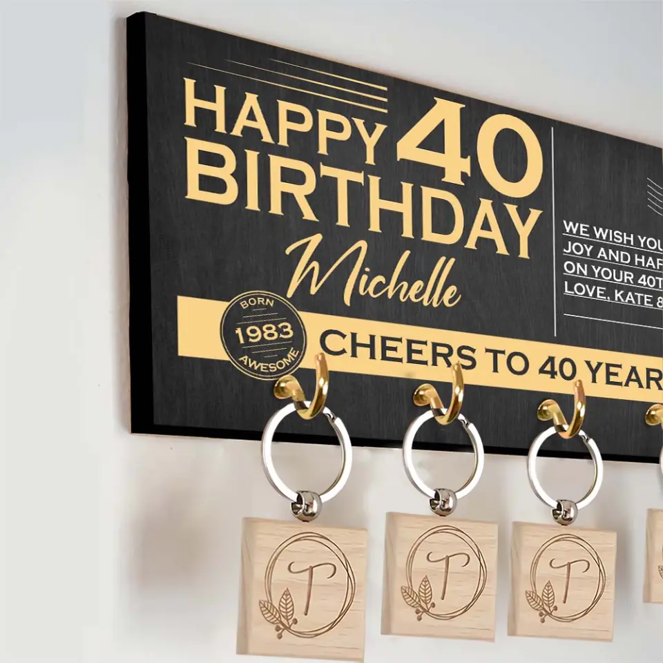 Happy Birthday We Wish You Happiness and Joy - Personalized Wooden Key Holder
