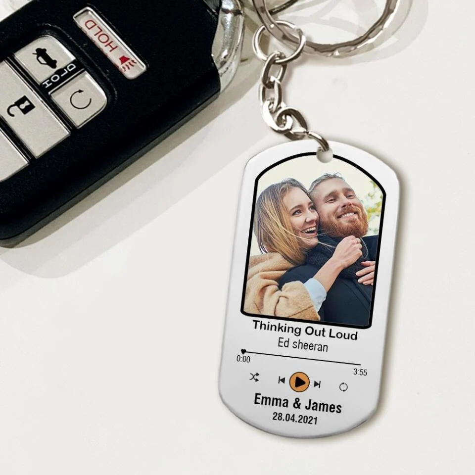 Happy Couple With Song - Personalized Stainless Steel Keychain - Best Gift For Anniversary - Image 3