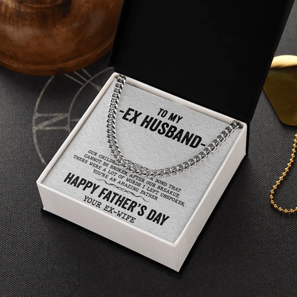 Happy Father's Day Cuban Link Chain with Message Card - Image 2