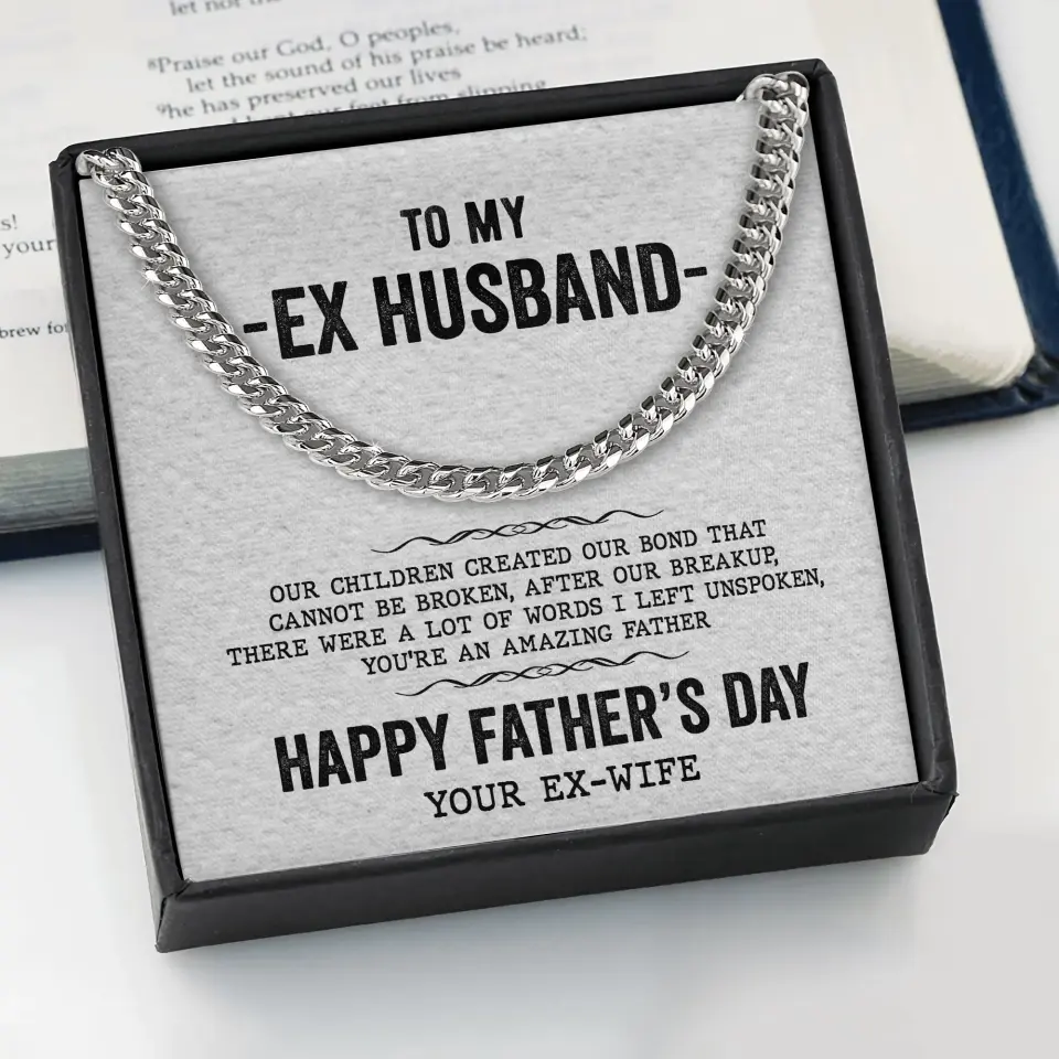 Happy Father's Day Cuban Link Chain with Message Card - Image 3