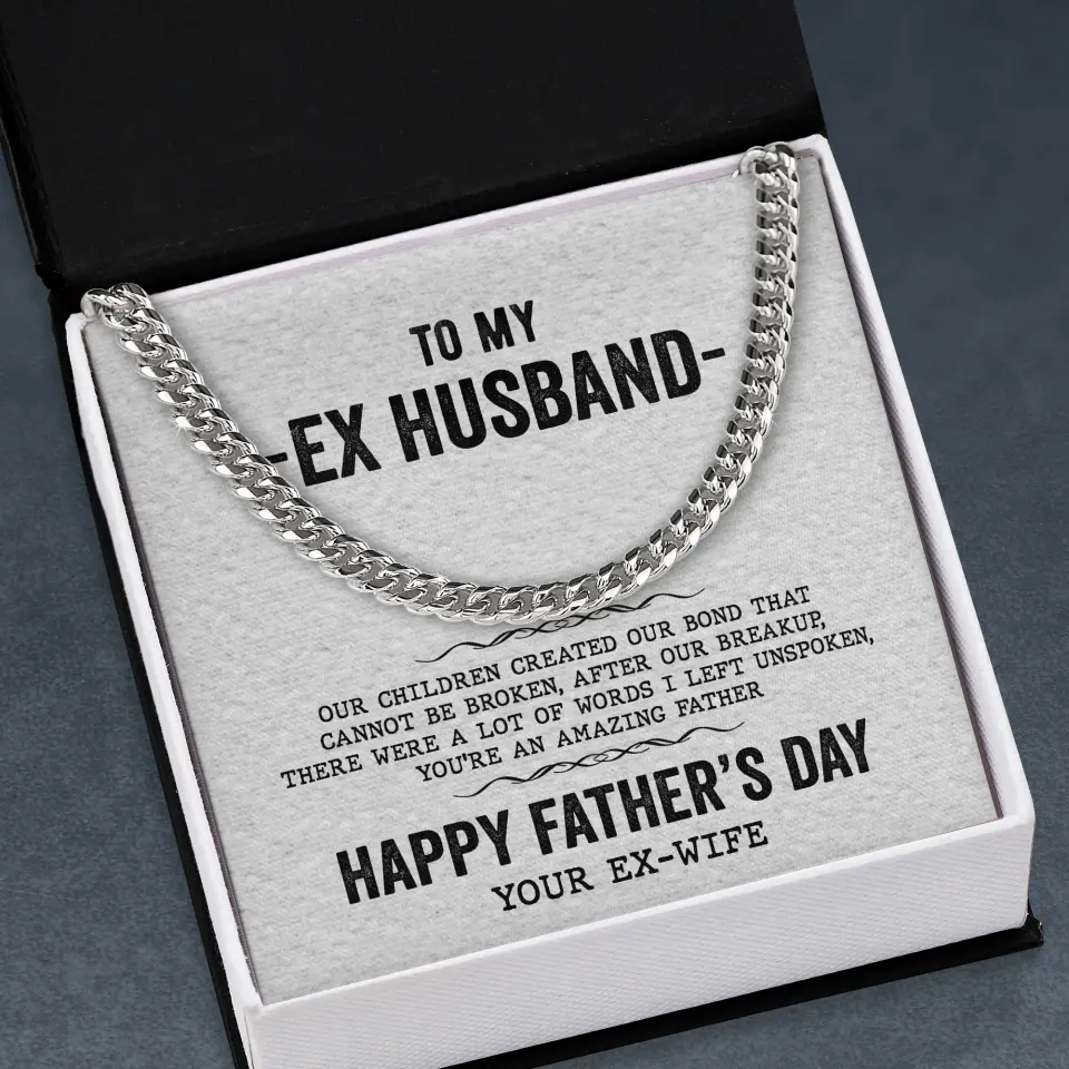 Happy Father's Day Cuban Link Chain with Message Card - Image 4