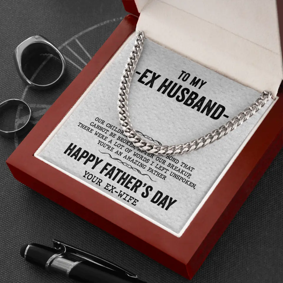 Happy Father's Day Cuban Link Chain with Message Card - Image 8