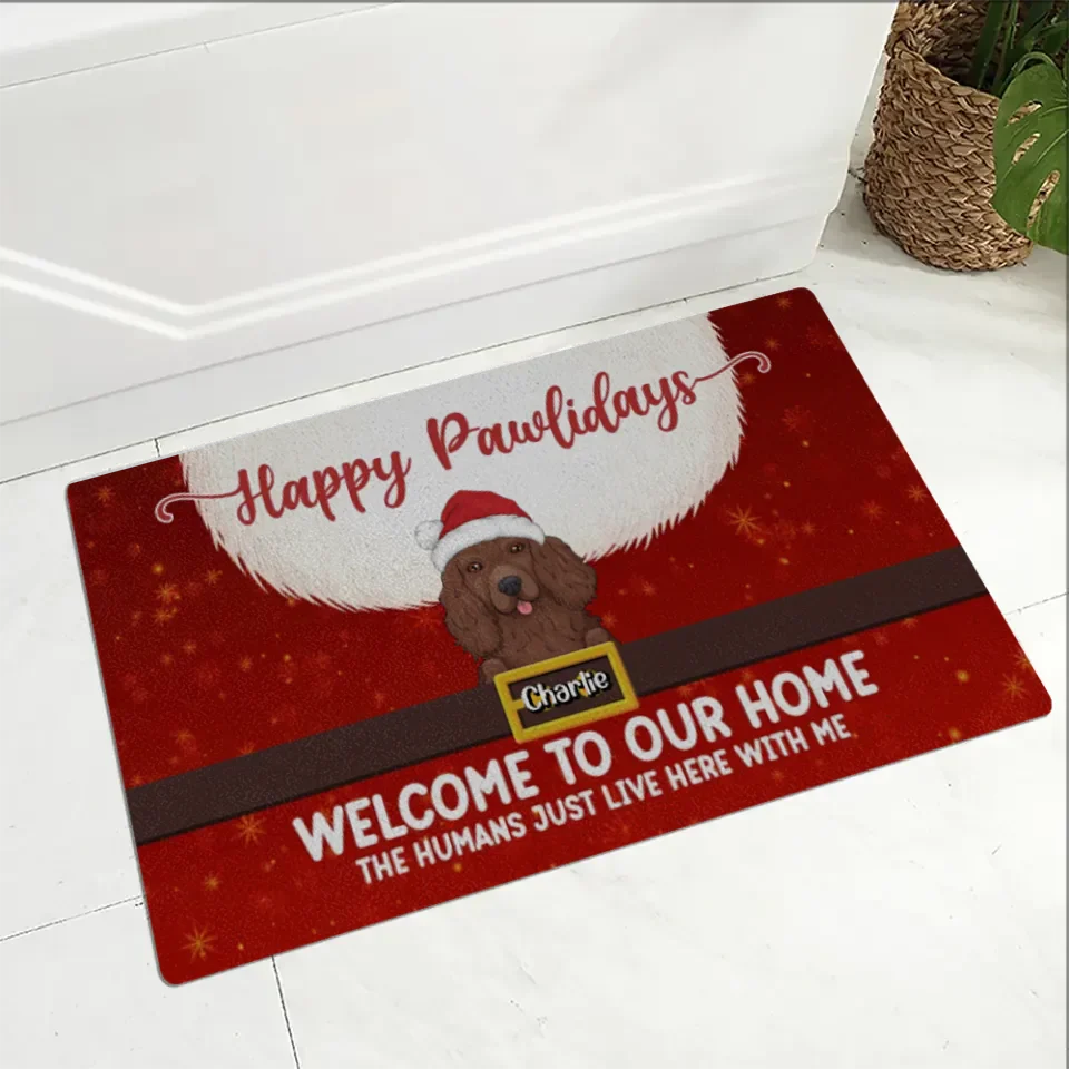 Happy Pawlidays Welcome To Our Home - Personalized Doormat - Christmas Gift For Pet Dog Lovers Family - Image 2