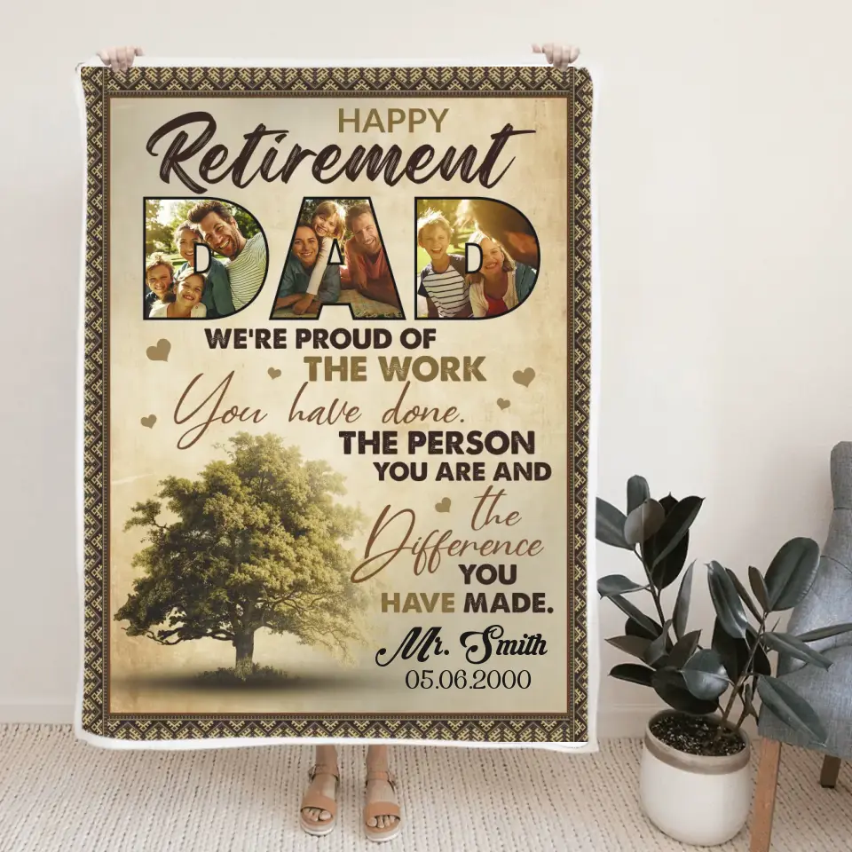Happy Retirement Dad Custom Blankets Retirement Gifts For Dad - Image 2