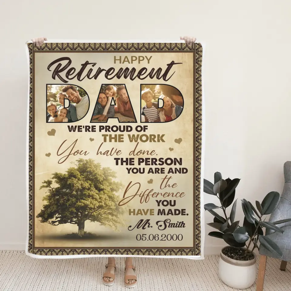 Happy Retirement Dad Custom Blankets Retirement Gifts For Dad - Image 3