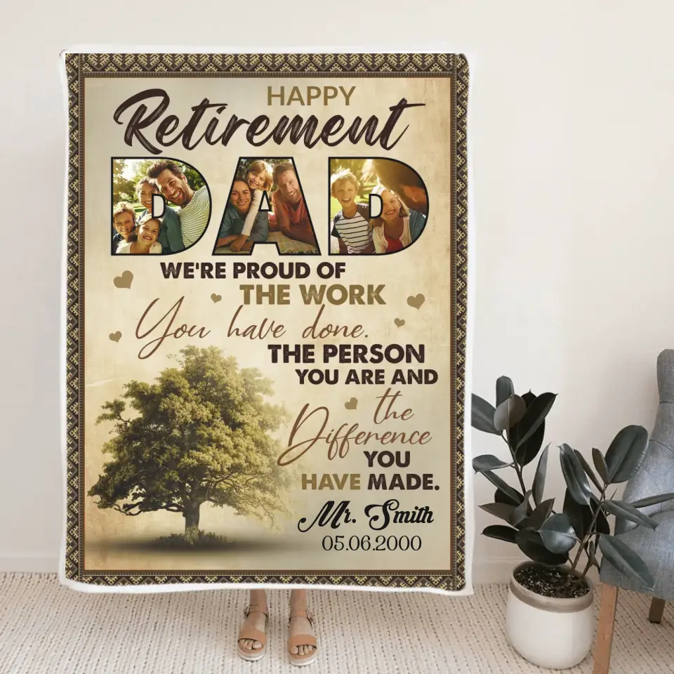 Happy Retirement Dad Custom Blankets Retirement Gifts For Dad - Image 4