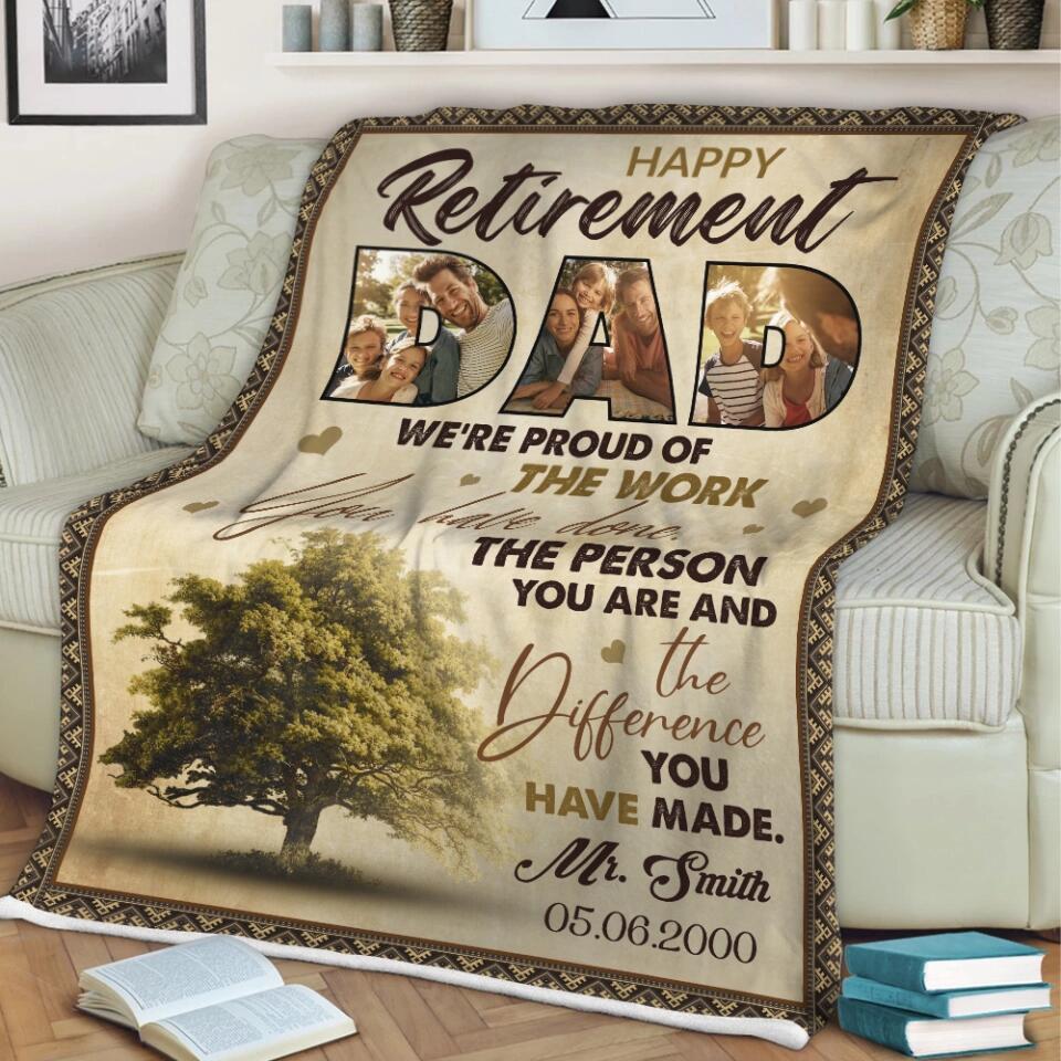 Happy Retirement Dad Custom Blankets Retirement Gifts For Dad - Image 5