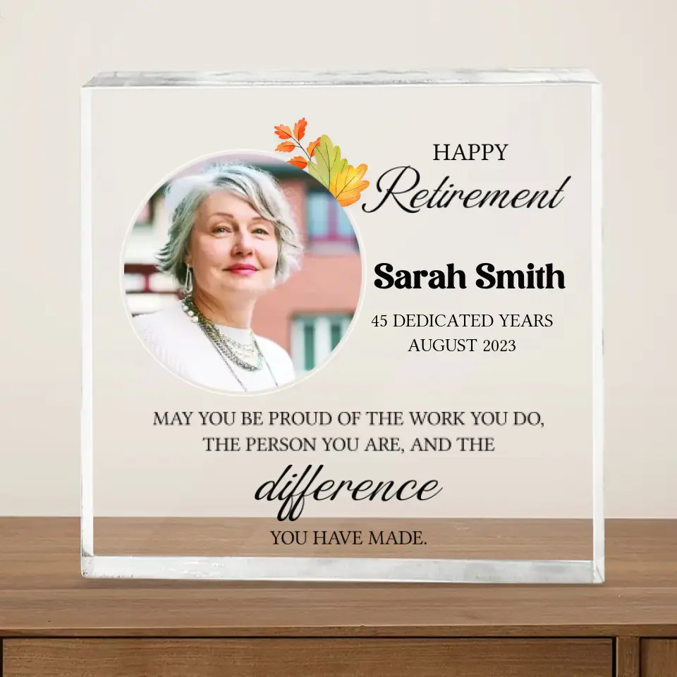 Happy Retirement Dedicated Years - Personalized Square-shaped Acrylic Plaque - Image 2