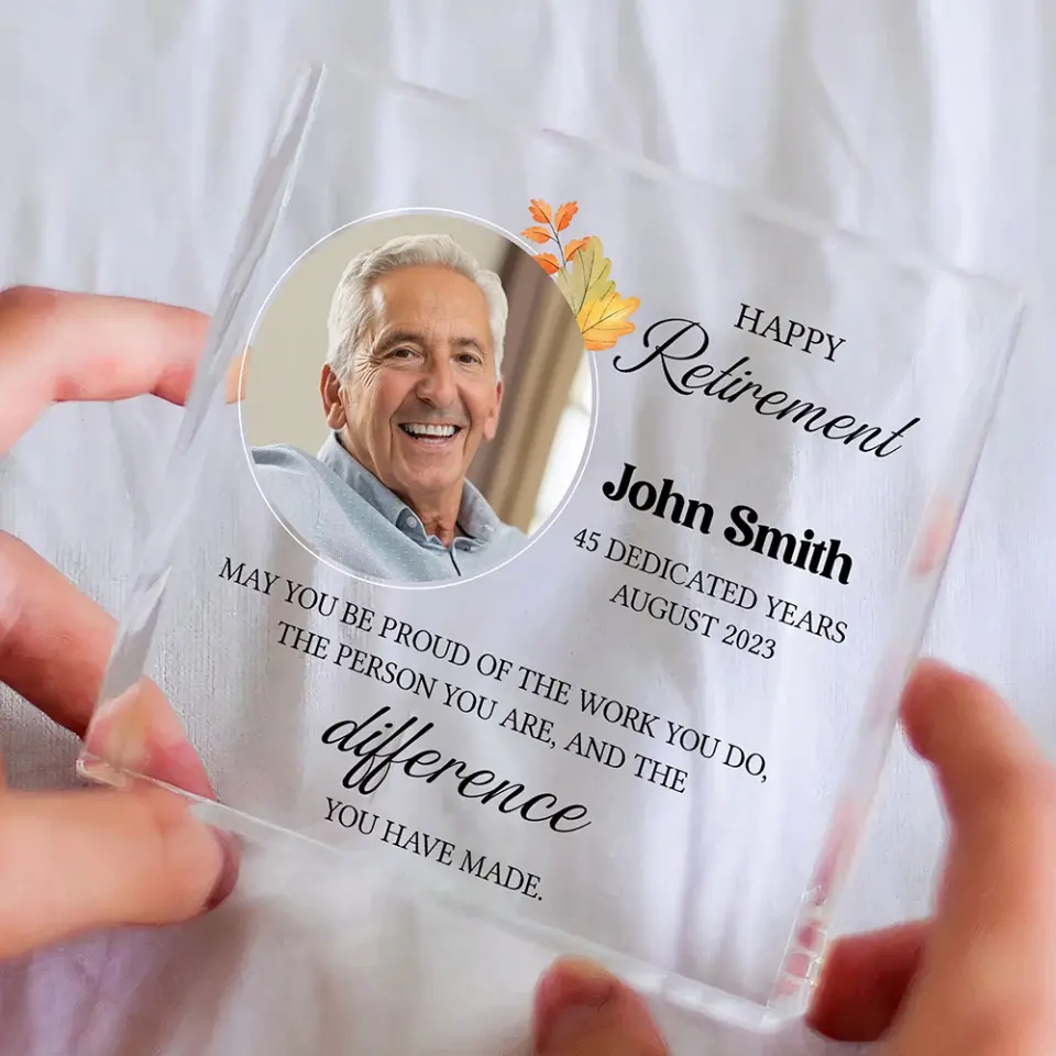Happy Retirement Dedicated Years - Personalized Square-shaped Acrylic Plaque - Image 3