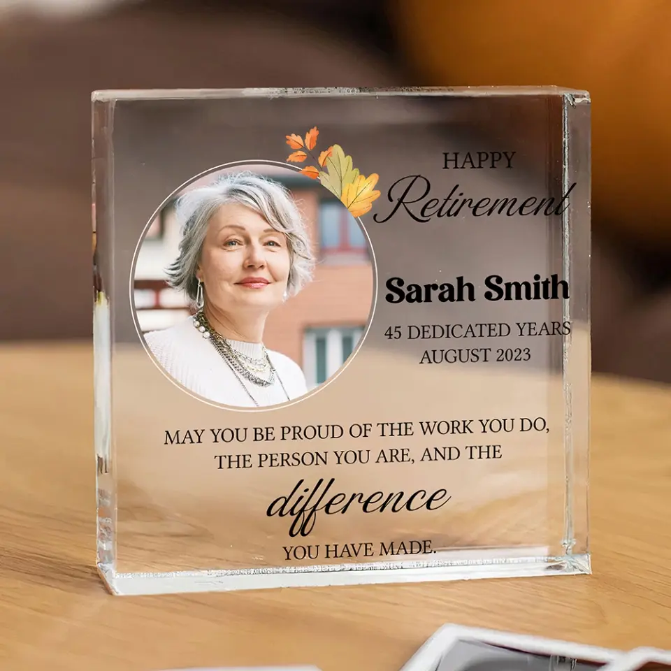 Happy Retirement Dedicated Years - Personalized Square-shaped Acrylic Plaque - Image 4