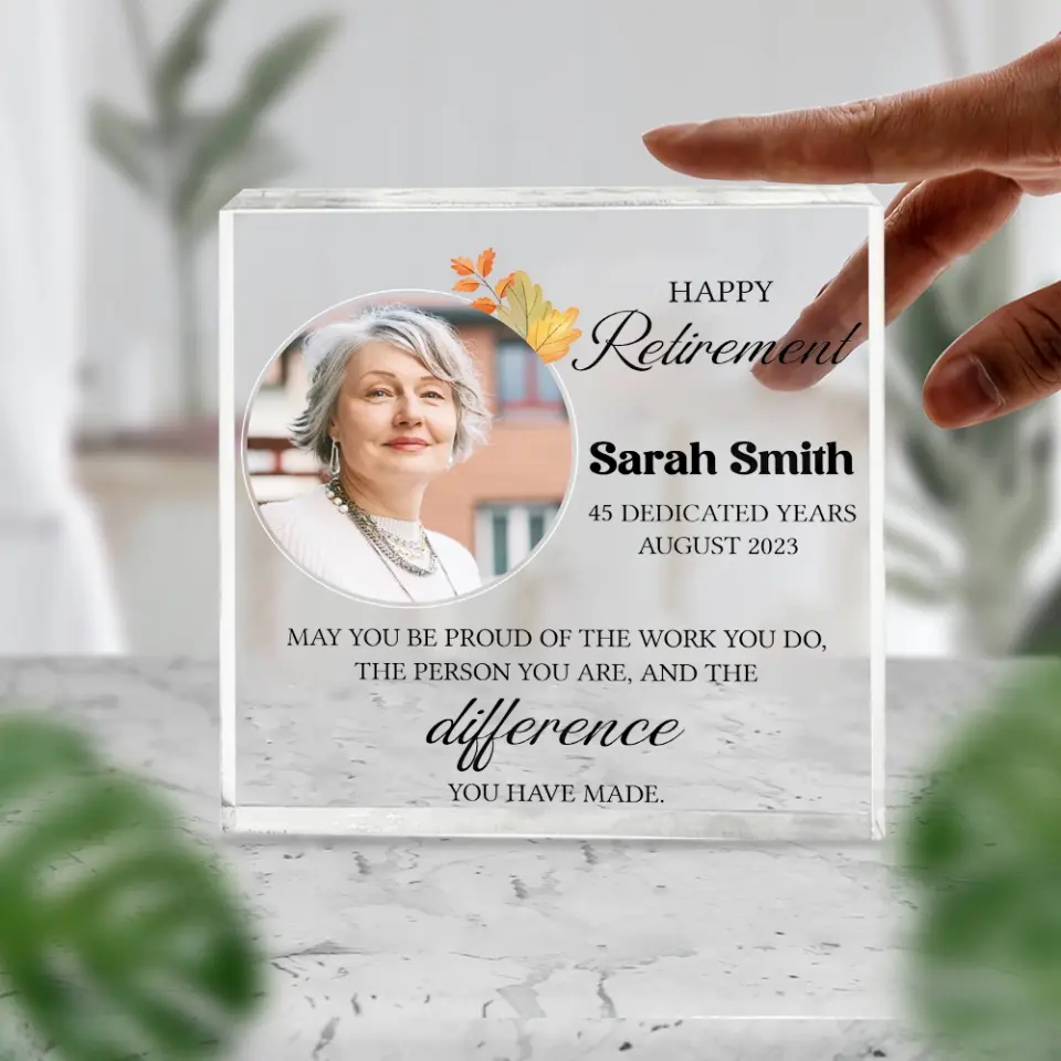 Happy Retirement Dedicated Years - Personalized Square-shaped Acrylic Plaque - Image 5