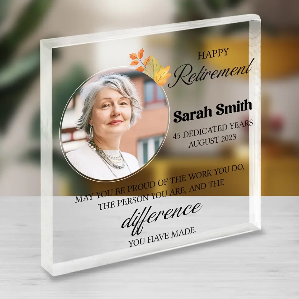 Happy Retirement Dedicated Years - Personalized Square-shaped Acrylic Plaque - Image 6