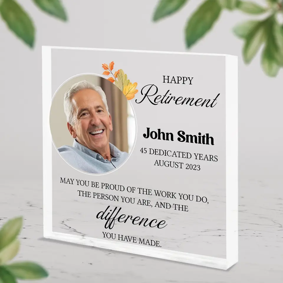 Happy Retirement Dedicated Years - Personalized Square-shaped Acrylic Plaque - Image 7