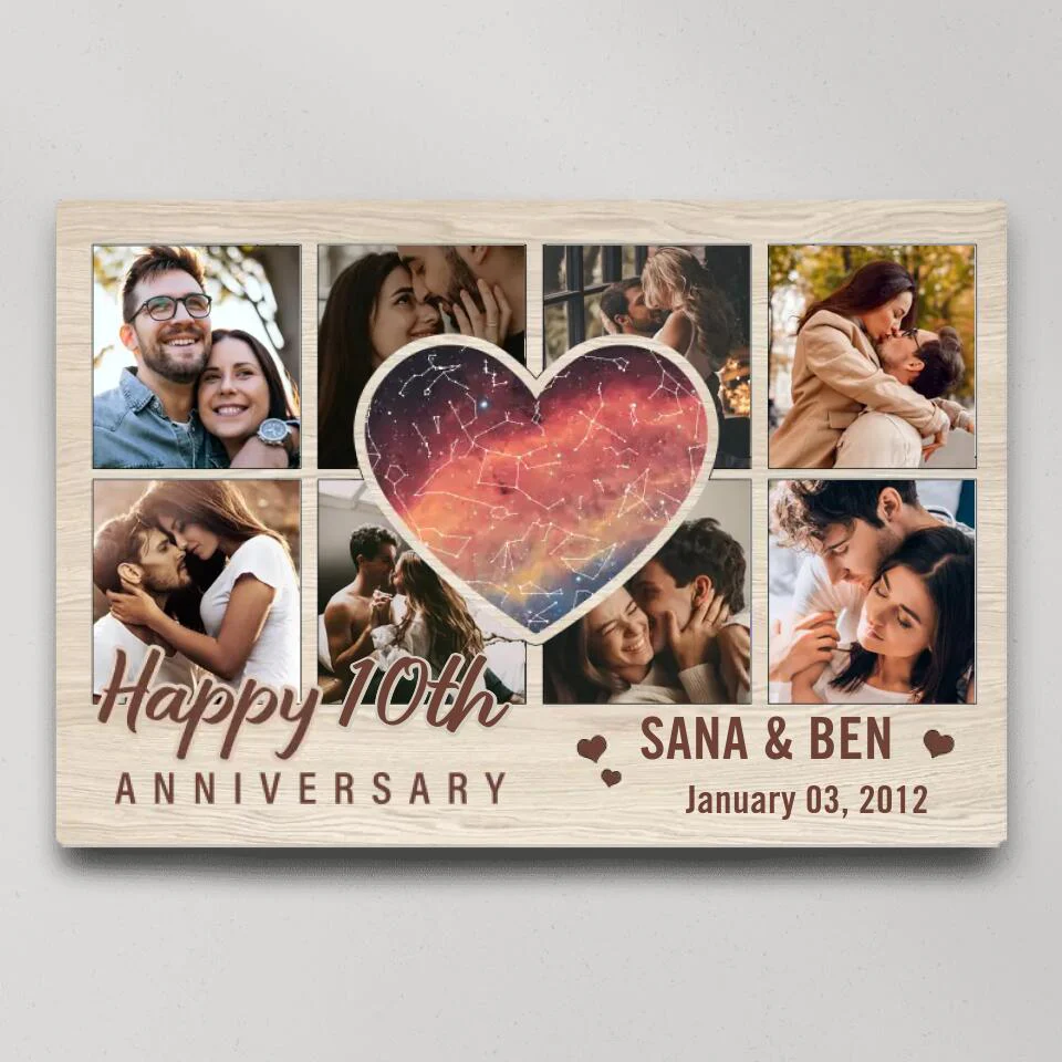 Heart Shape Star Map Happy Anniversary Custom Canvas Poster Anniversary Gift For Couples - Image 3
