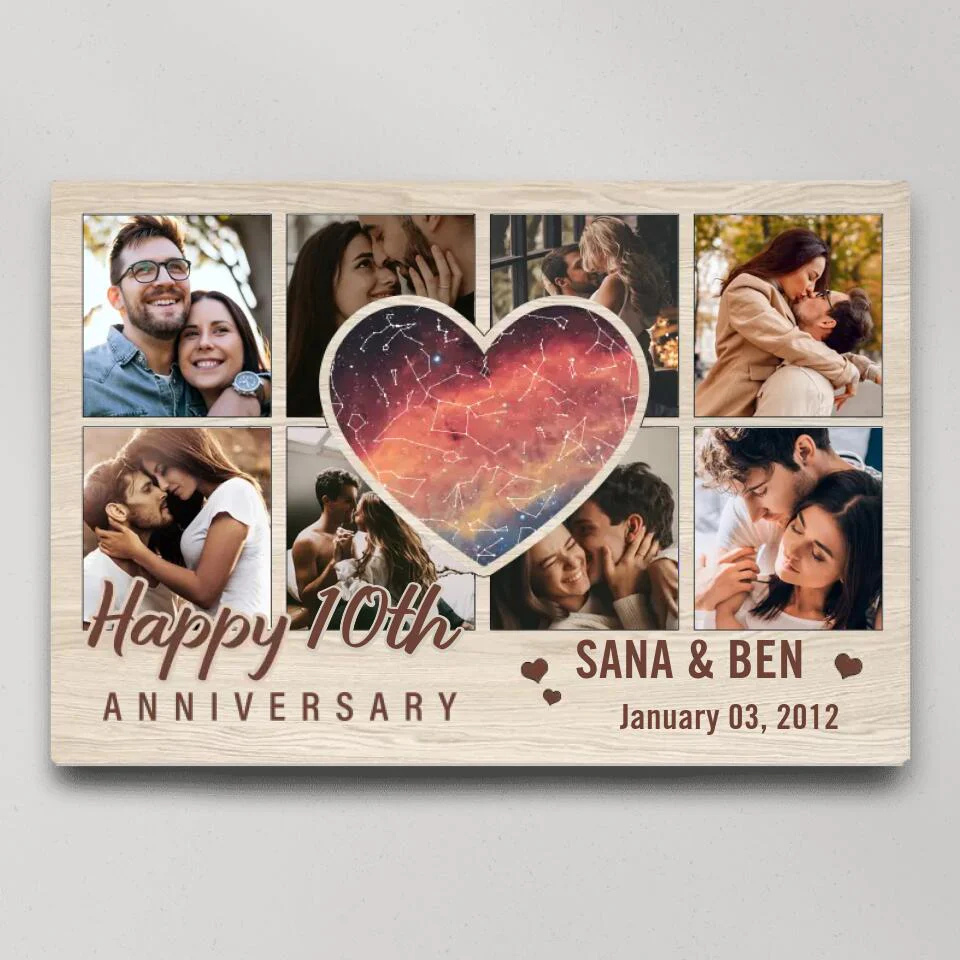 Heart Shape Star Map Happy Anniversary Custom Canvas Poster Anniversary Gift For Couples - Image 4