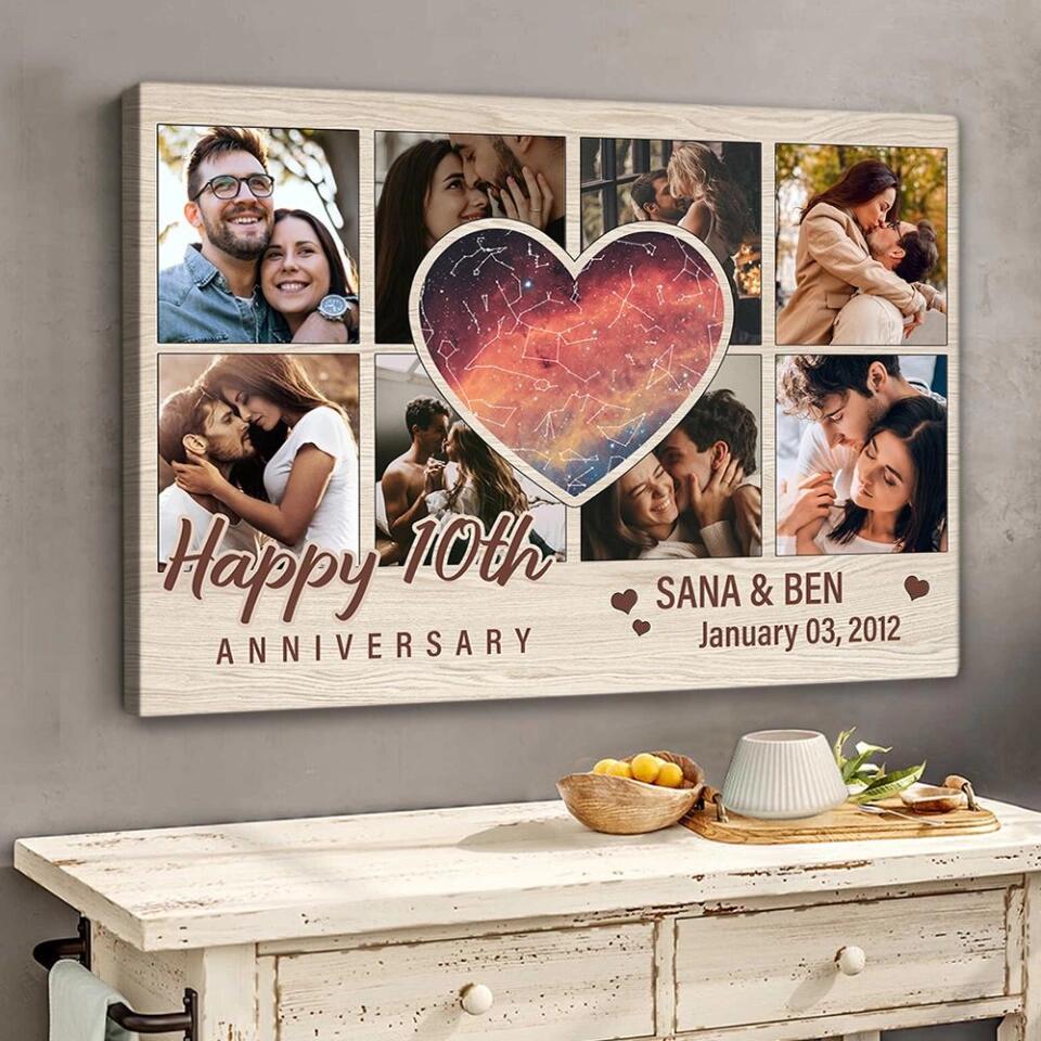 Heart Shape Star Map Happy Anniversary Custom Canvas Poster Anniversary Gift For Couples - Image 5