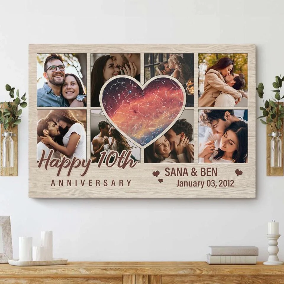 Heart Shape Star Map Happy Anniversary Custom Canvas Poster Anniversary Gift For Couples - Image 6