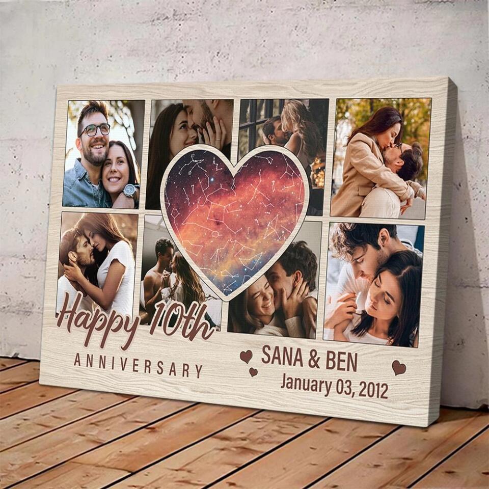 Heart Shape Star Map Happy Anniversary Custom Canvas Poster Anniversary Gift For Couples - Image 7