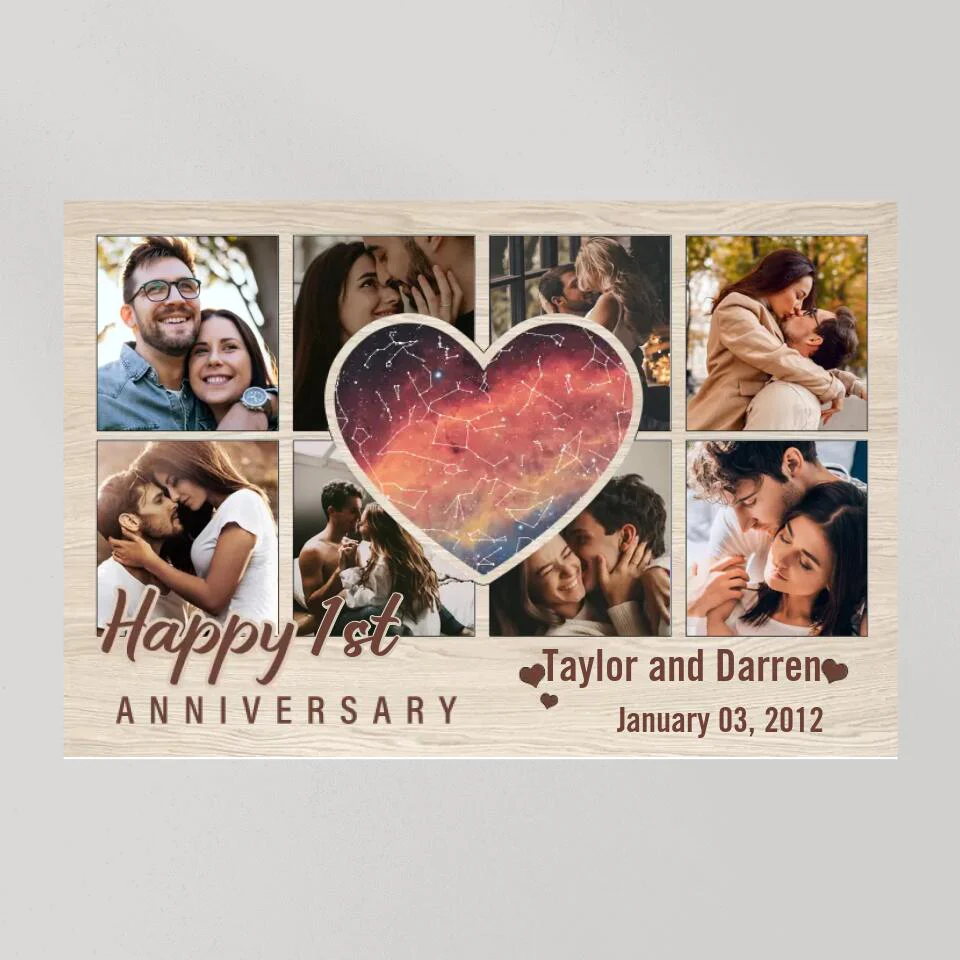Heart Shape Star Map Happy Anniversary Custom Canvas Poster Anniversary Gift For Couples - Image 8