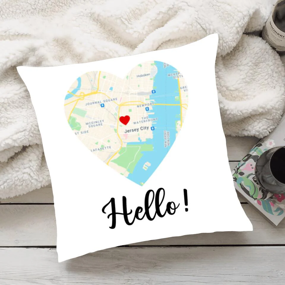 Hello, Will you? I Do - Personalized Canvas Pillow - Custom Map, Date - Gift for Couples - Image 2