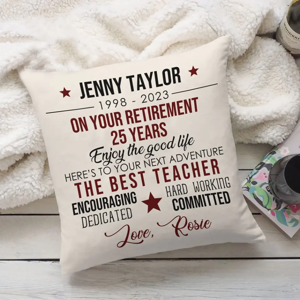 Here's To Your Next Adventure - Personalized Square Linen Pillow - Image 5