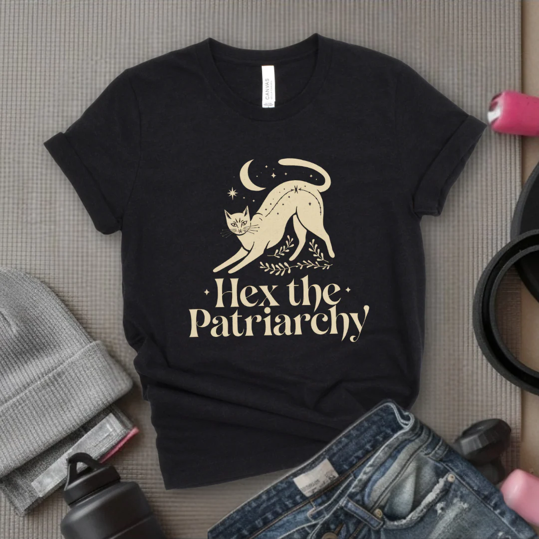 Hex The Patriarchy Cat - Girl Power Inspirational T-Shirt - Women Empowerment Tee - Gift for Her - Bella Canvas 3001 - Image 2