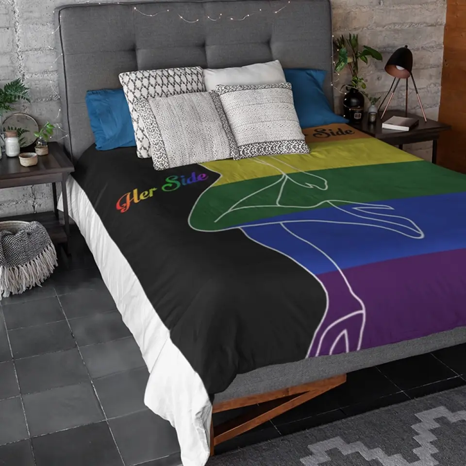His Side, Her Side LGBT Pride - Personalized Fleece Blanket - Gift For LGBT Gay Lesbian Pride Bisexual Transgender Couples - Image 6