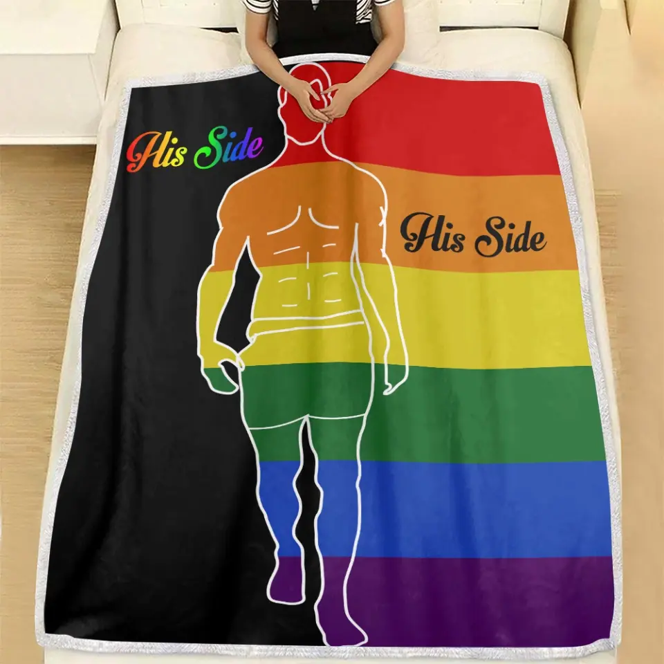 His Side, Her Side LGBT Pride - Personalized Fleece Blanket - Gift For LGBT Gay Lesbian Pride Bisexual Transgender Couples - Image 9