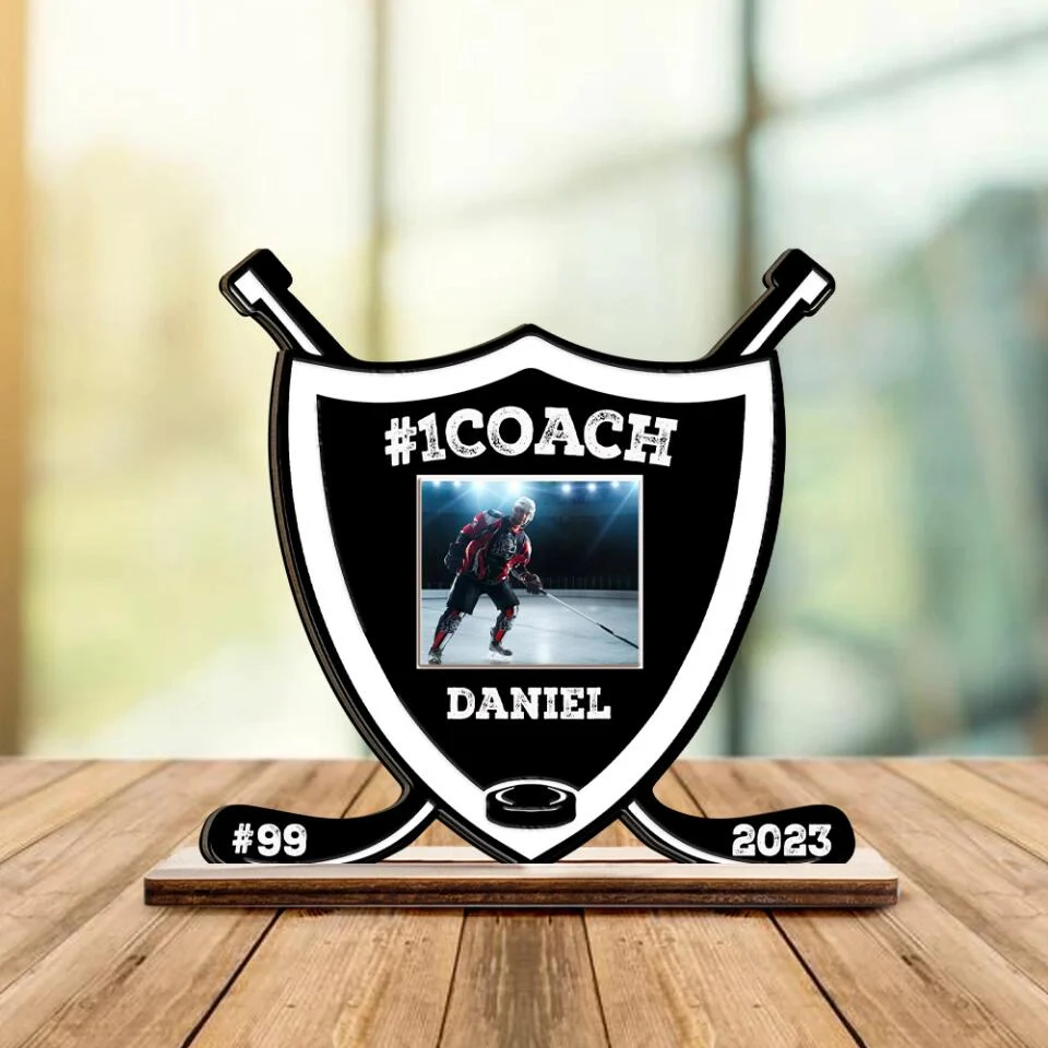 Hockey Coach Personalized Photo & Name Wooden/Acrylic Plaque - Thank You Gift for Your Coaches - Image 2