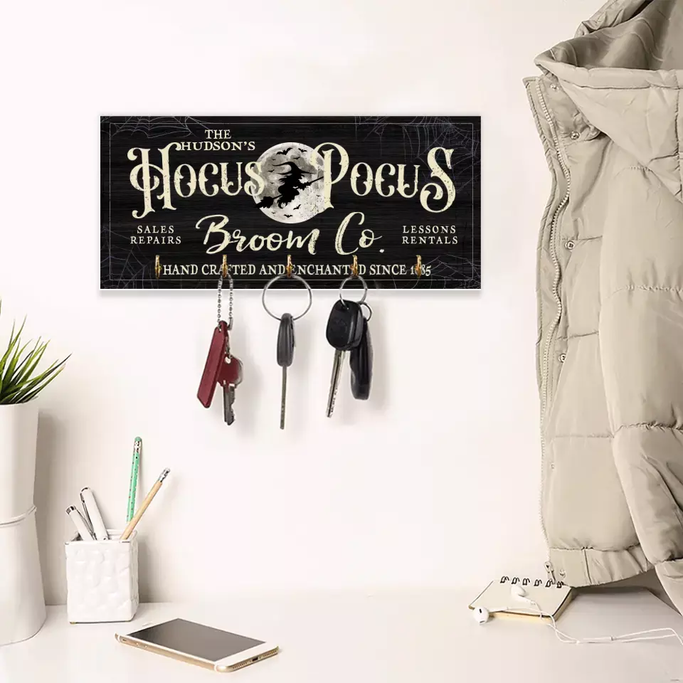 Hocus Pocus Broom Co Hand Crafted And Enchanted - Key Holder - Image 2
