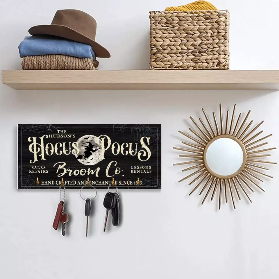 Hocus Pocus Broom Co Hand Crafted And Enchanted - Key Holder - Image 3