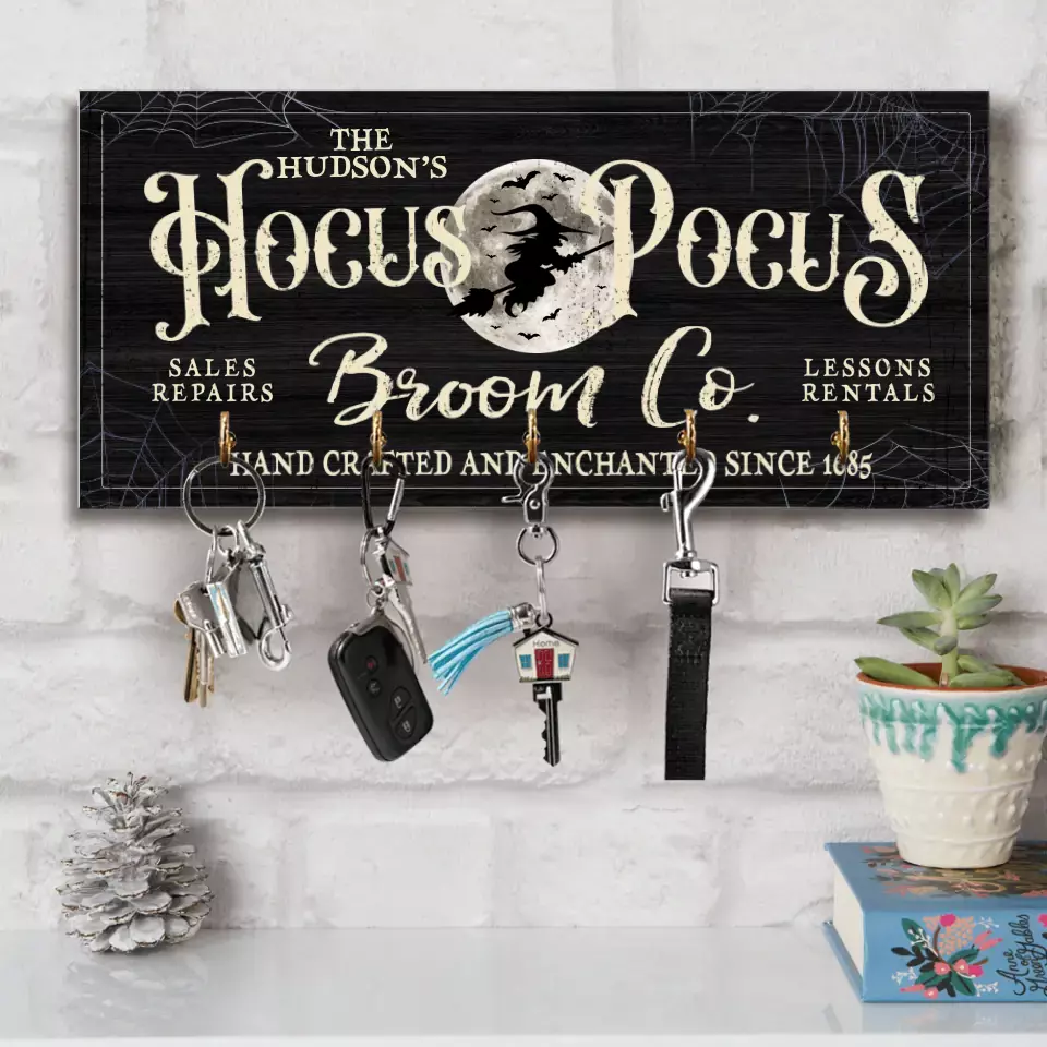 Hocus Pocus Broom Co Hand Crafted And Enchanted - Key Holder - Image 6