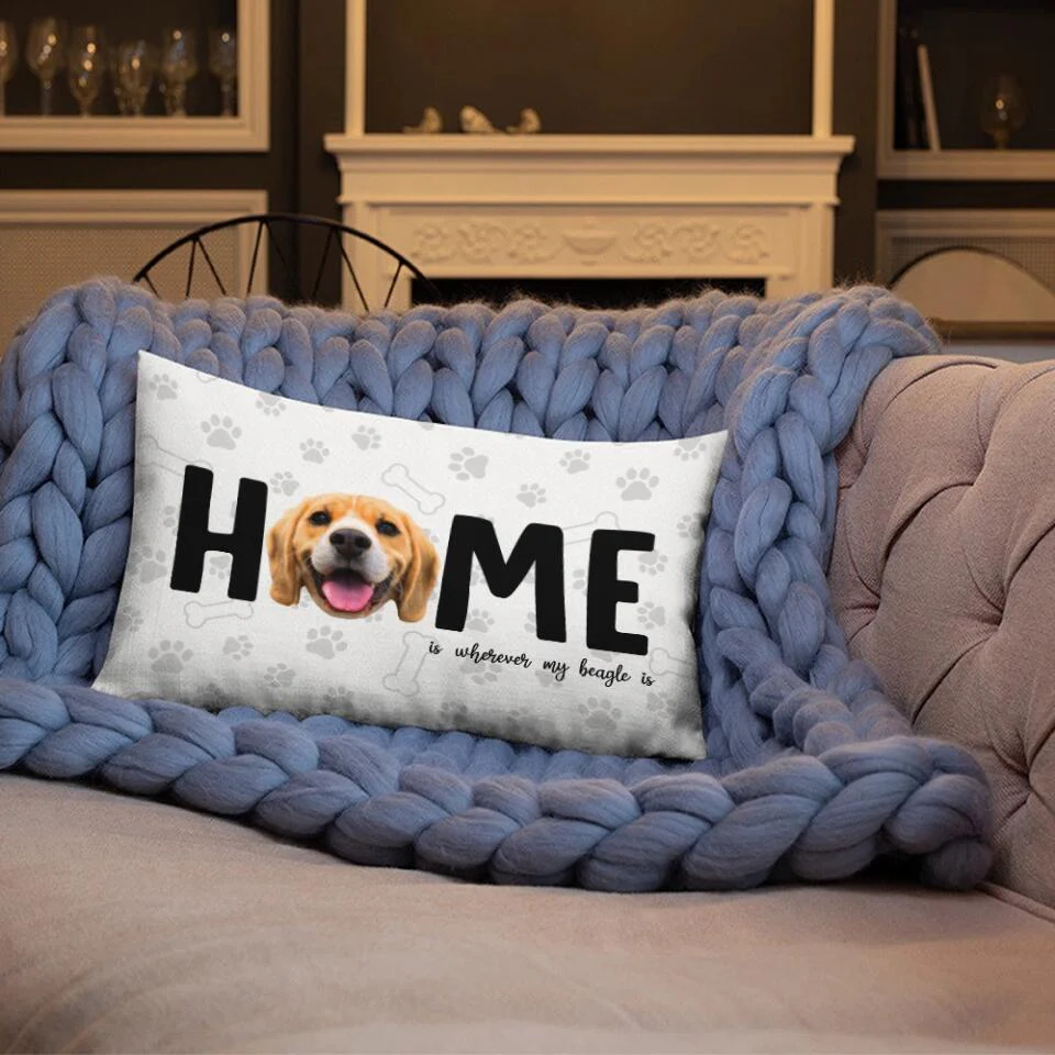 Home Is Where My Pet Is, Personalized Upload Photo Rectangular Pillow, Gift For Pet Lovers, Dog Cat Owners - Image 3