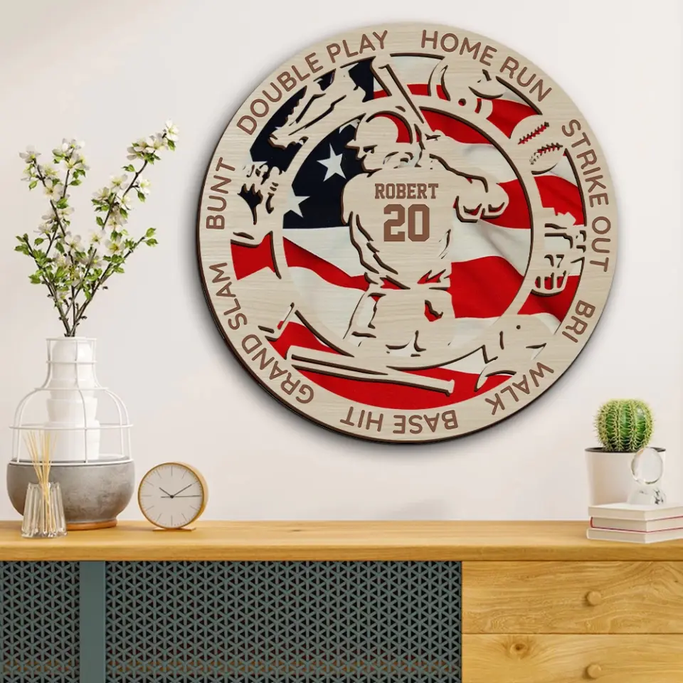 Home Run Strike Out Bri Walk Custom Wooden Art Gift For Football Players - Image 5
