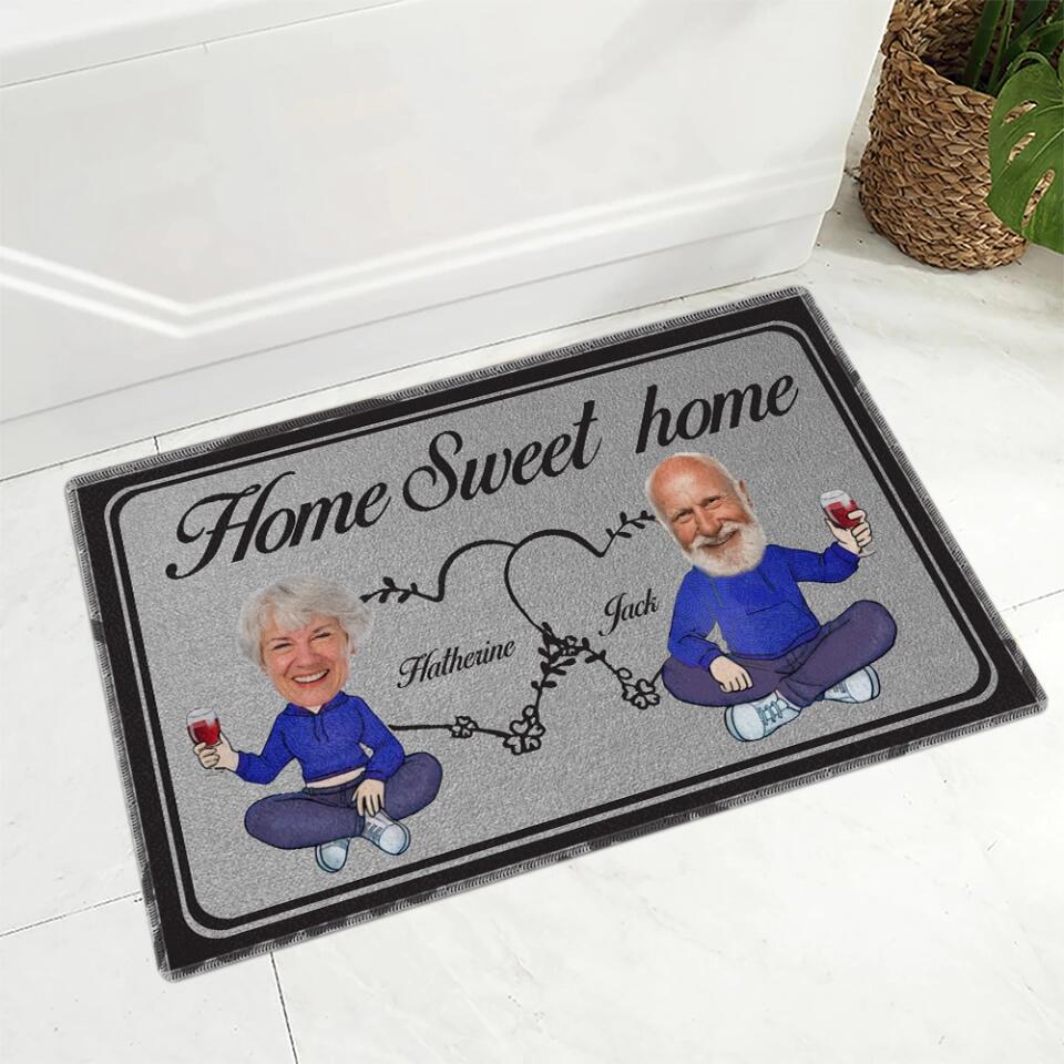 Home Sweet Home Chibi Couple - Housewarming Gifts - Custom Doormat - Anniversary Gift For Couples - Image 3