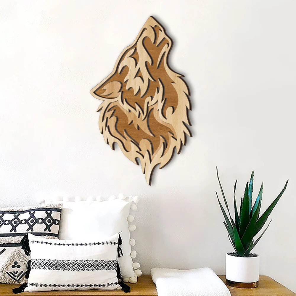 Howling Wolf Wall Art - 3 Layeres Wooden Sign - Birthday Gift Idea for Him - Image 4
