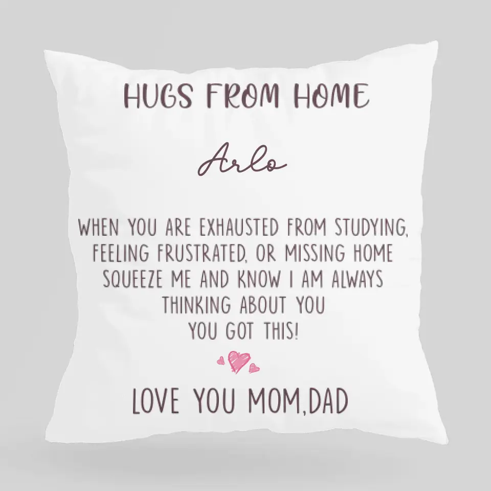 Hug From Home From Mom And Dad Custom Pillow Gift For Son Daughter - Image 2