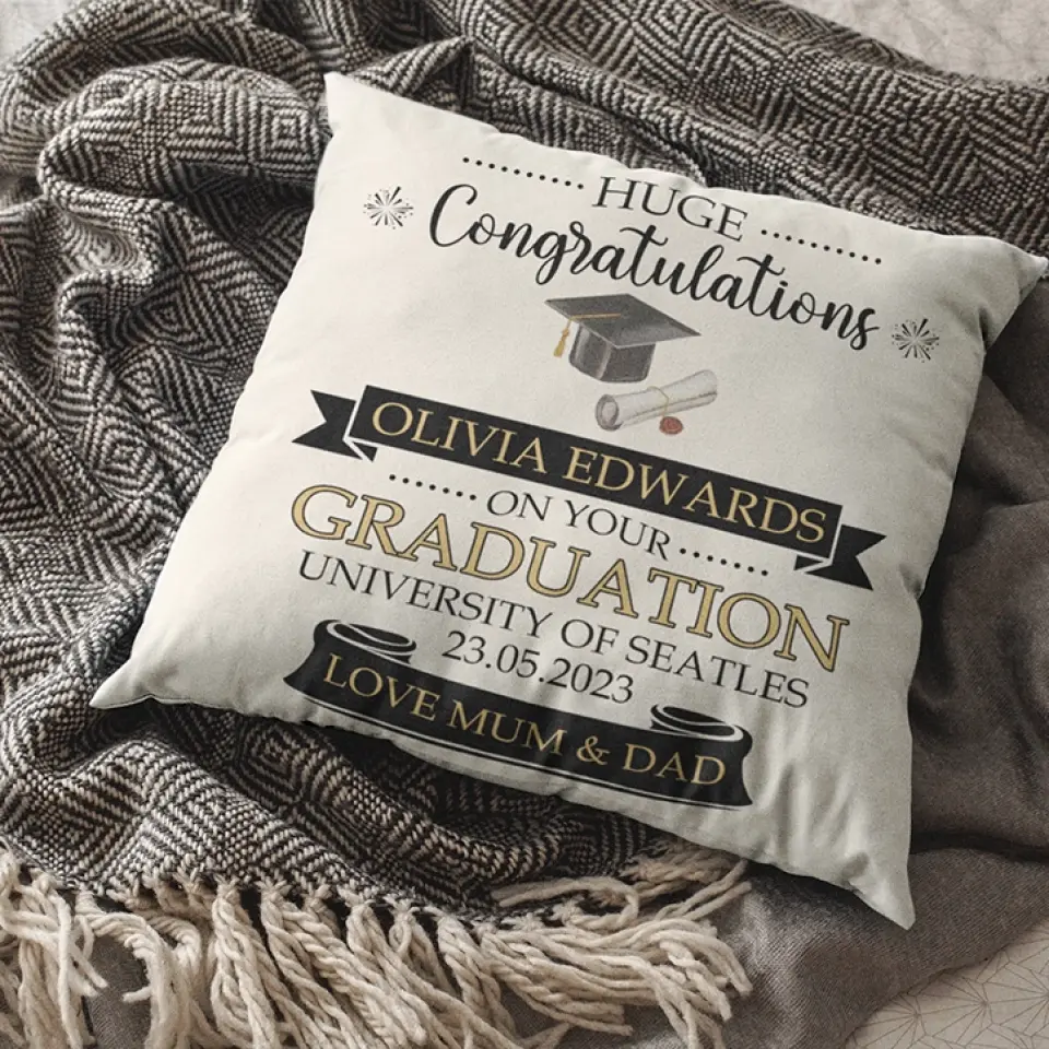 Huge Congratulations On Your Graduation - Personalized Square Pillow - Image 3