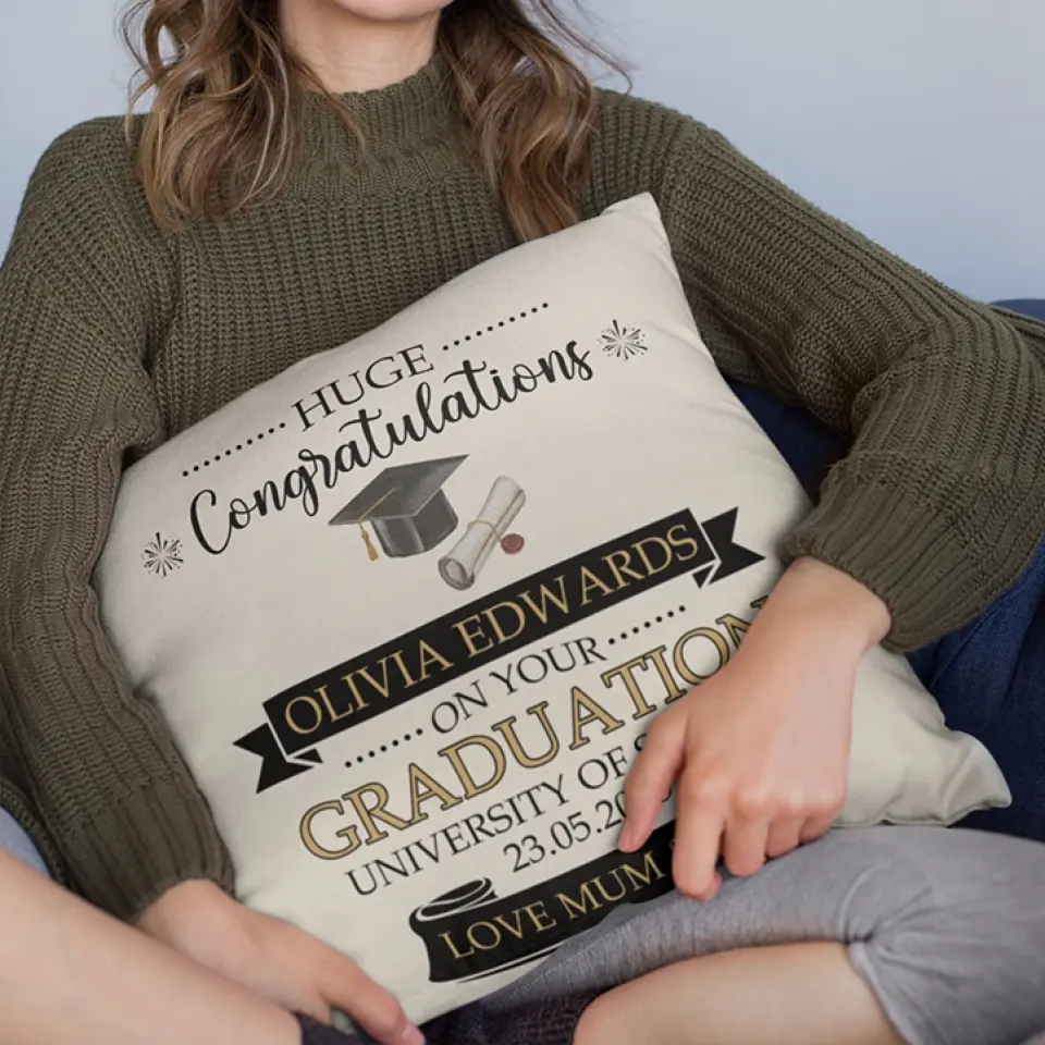 Huge Congratulations On Your Graduation - Personalized Square Pillow - Image 4