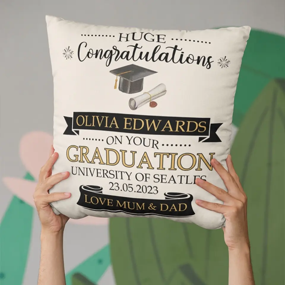 Huge Congratulations On Your Graduation - Personalized Square Pillow - Image 6