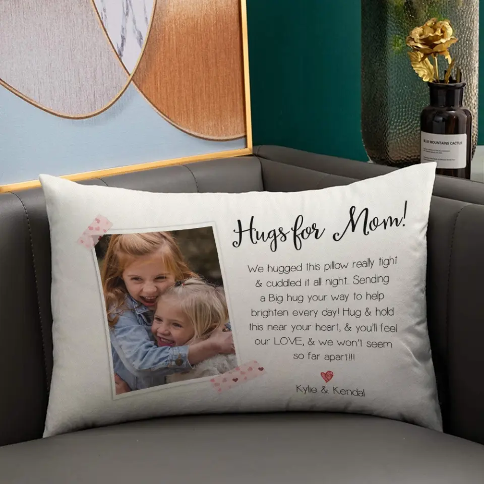 Hugs For Mom/Grandma You'll Feel Our Love - Personalized Rectangular Pillow - Image 5