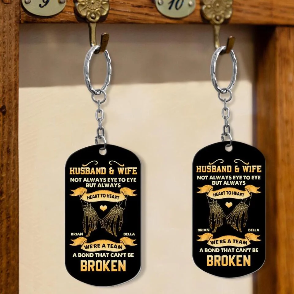 Husband And Wife, Not Always Eye To Eye But Always Heart To Heart - Personalized Keychain - Image 5