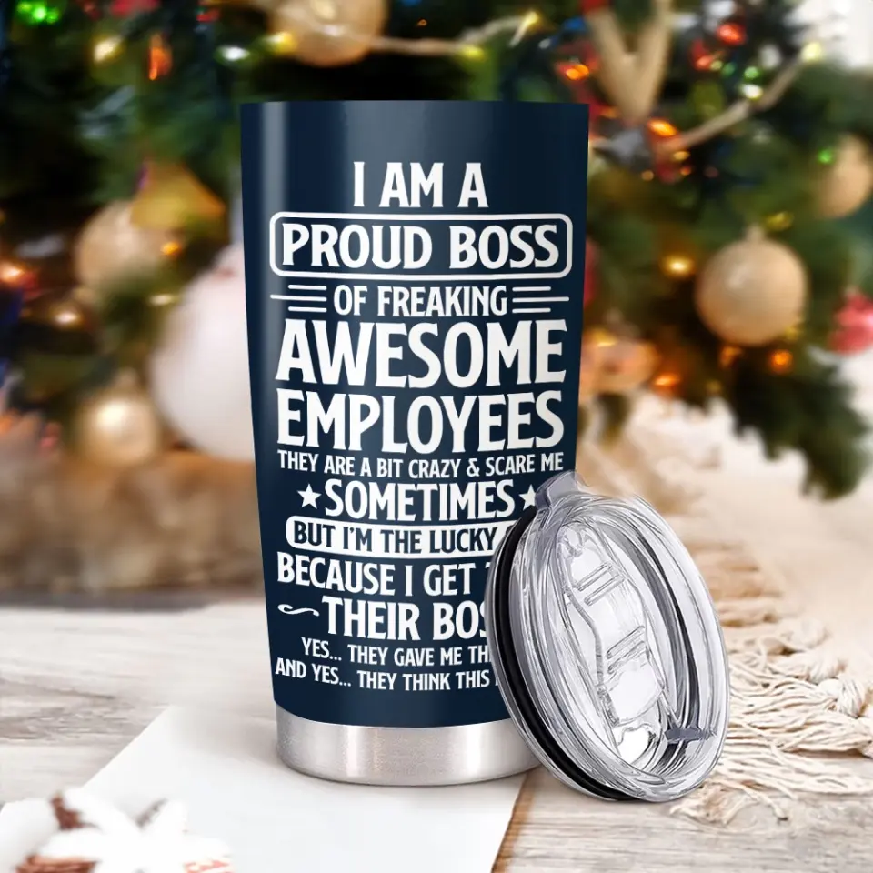 I Am a Proud Boss of Freaking Awesome Employees - Personalized Tumbler - Office Gifts for Coworkers - Image 7