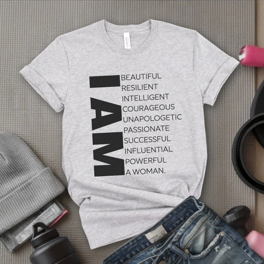 I am Beautiful Resilient Intelligent Powerful Woman T-shirt - Unisex Jersey Short Sleeve Shirt - Women Empowerment Tee - Self Gift - Bella Canvas 3001 - Image 2