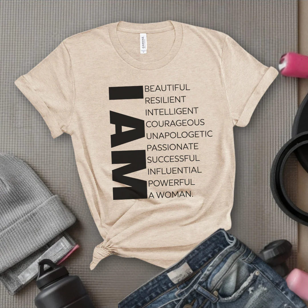 I am Beautiful Resilient Intelligent Powerful Woman T-shirt - Unisex Jersey Short Sleeve Shirt - Women Empowerment Tee - Self Gift - Bella Canvas 3001 - Image 6