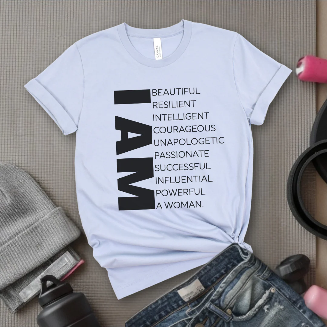 I am Beautiful Resilient Intelligent Powerful Woman T-shirt - Unisex Jersey Short Sleeve Shirt - Women Empowerment Tee - Self Gift - Bella Canvas 3001 - Image 9