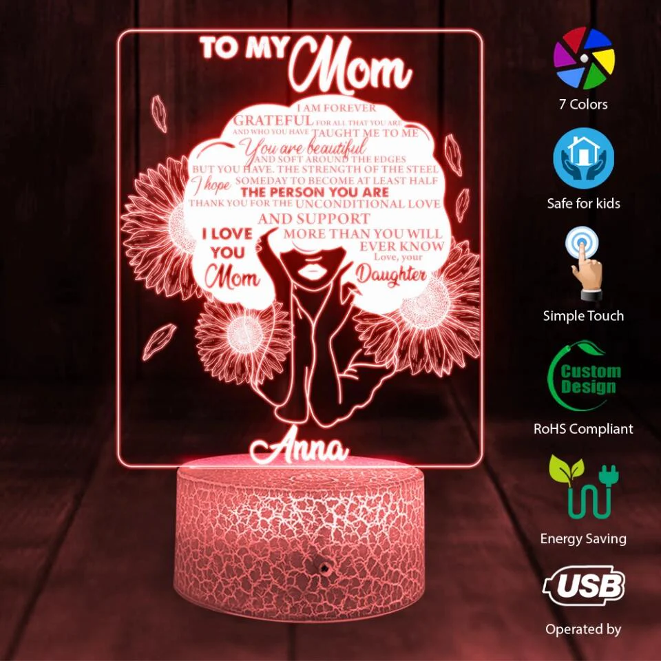 I Am Grateful For All That You Taught Me - Personalized 3D LED Light - Gift For Mom From Daughter - Image 7